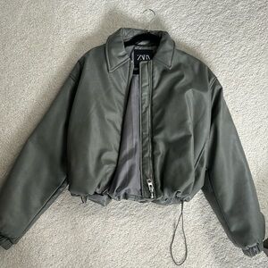 Zara puffer bomber green/grey